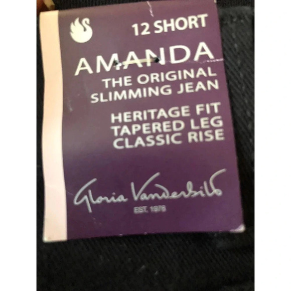 Gloria Vanderbilt Amanda Jeans sz 12Short Black Classic Rise NWT - Picture 3 of 8